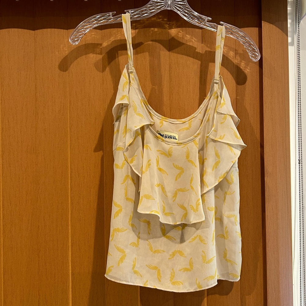 Show Me Your Mumu Spaghetti strap ruffle top blouse size S/M